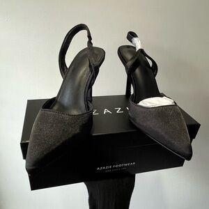 Satin Black Heels Size 37